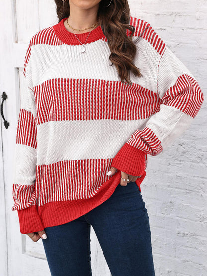 Plus Size Colorblock Striped Sweater | Cozy Fall/Winter Knit