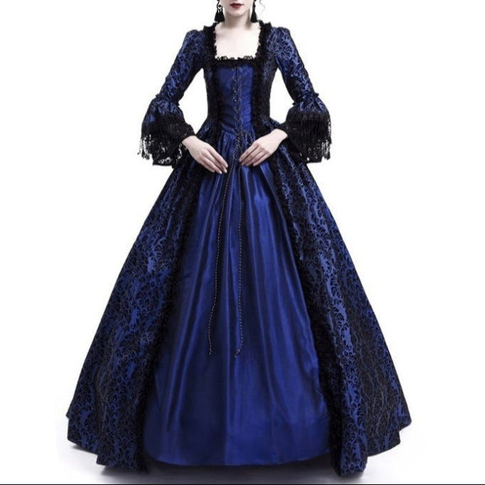 Renaissance Medieval Lace Bell Sleeve Ball Gown