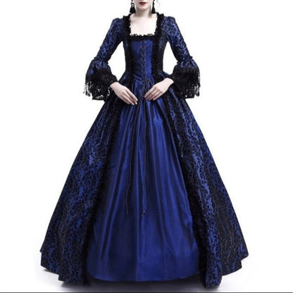 Renaissance Medieval Lace Bell Sleeve Ball Gown