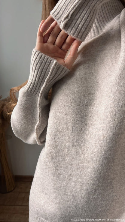 Knit Turtleneck Lounge Set with Wide Leg Pants