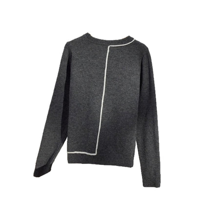 Women's Contrast Trim Crew Neck Knit Sweater