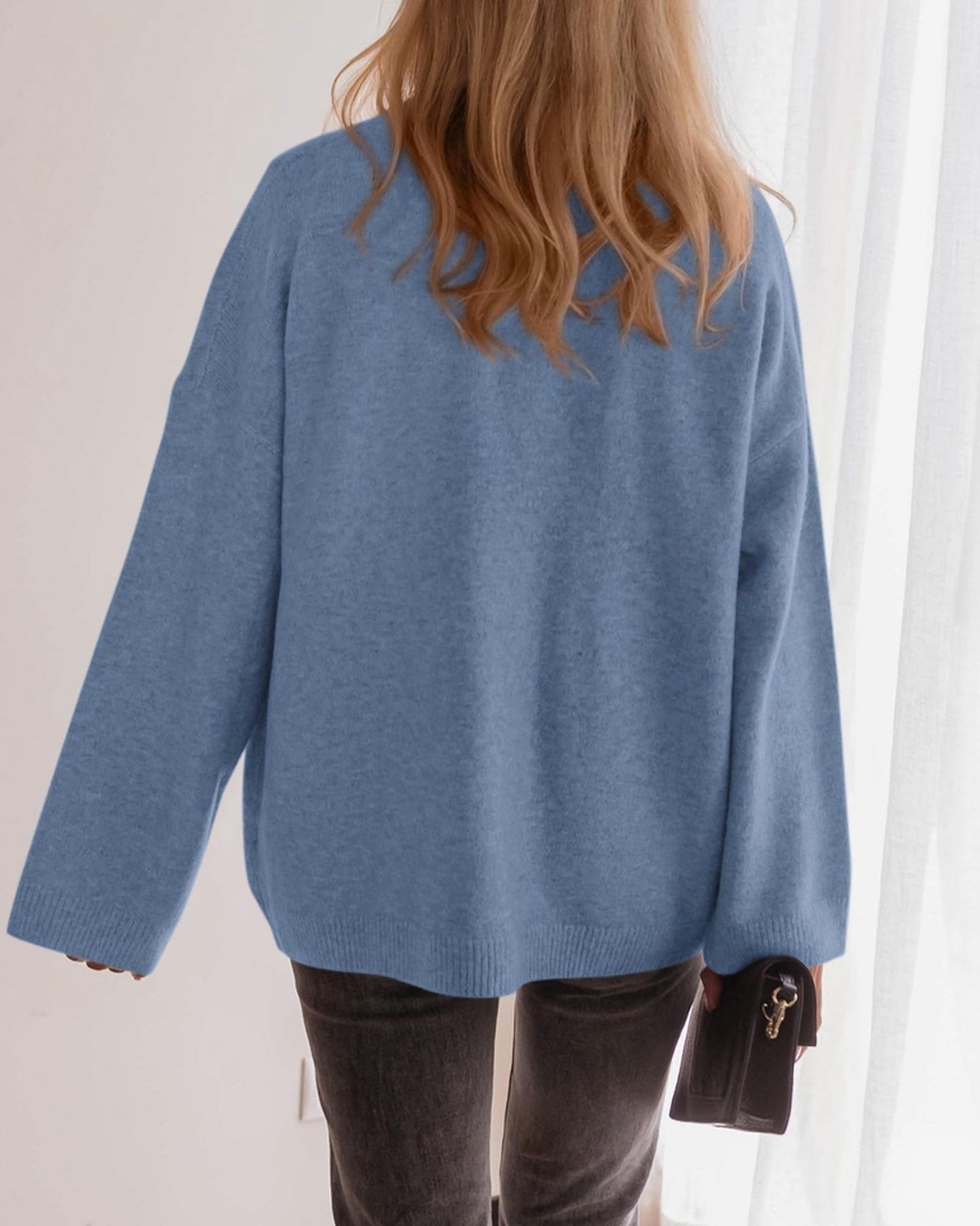 Women’s V Neck Button Knit Cardigan Oversized Sweater