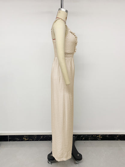 Lace Trim Cami Wide Leg Jumpsuit Resort Outfit