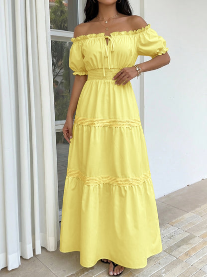 Chic Off-Shoulder Puff Sleeve Princess Dress A-Line Summer