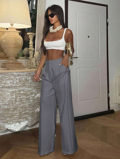 High Waisted Wide Leg Dress Pants Casual Work Trousers