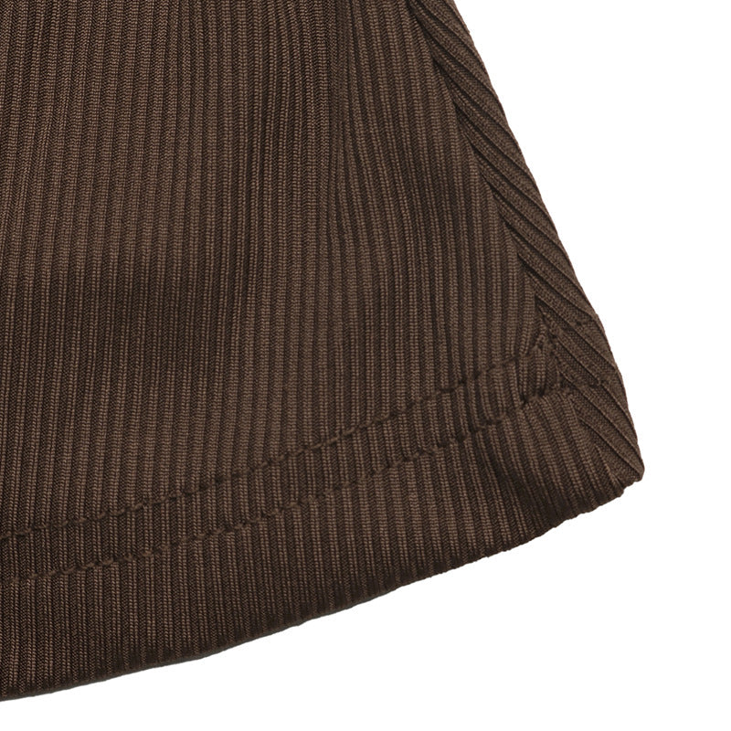 Women's V-Neck Ribbed Buckle Waist Long Sleeve Fitted Top