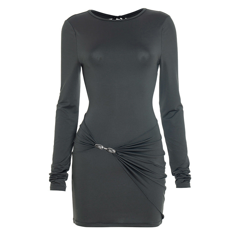 Women's Long Sleeve Crew Neck Bodycon Mini Dress
