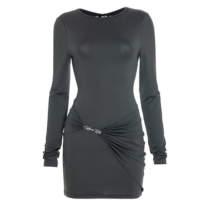 Women's Long Sleeve Crew Neck Bodycon Mini Dress