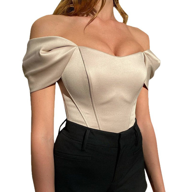 Halter Corset Top Satin Bustier Slim Fit Summer Tank