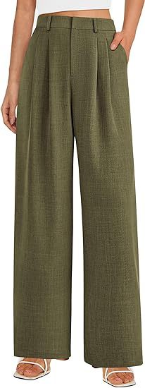 High Waist Wide Leg Trousers with Pockets