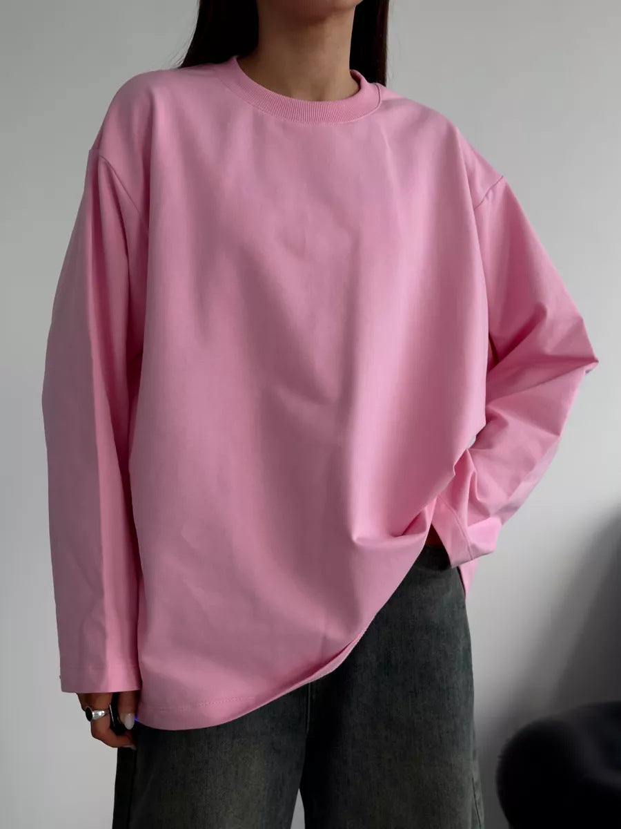 Heavyweight Cotton Long Sleeve Crewneck Oversized T Shirt
