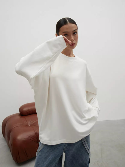 Heavyweight Cotton Long Sleeve Crewneck Oversized T Shirt