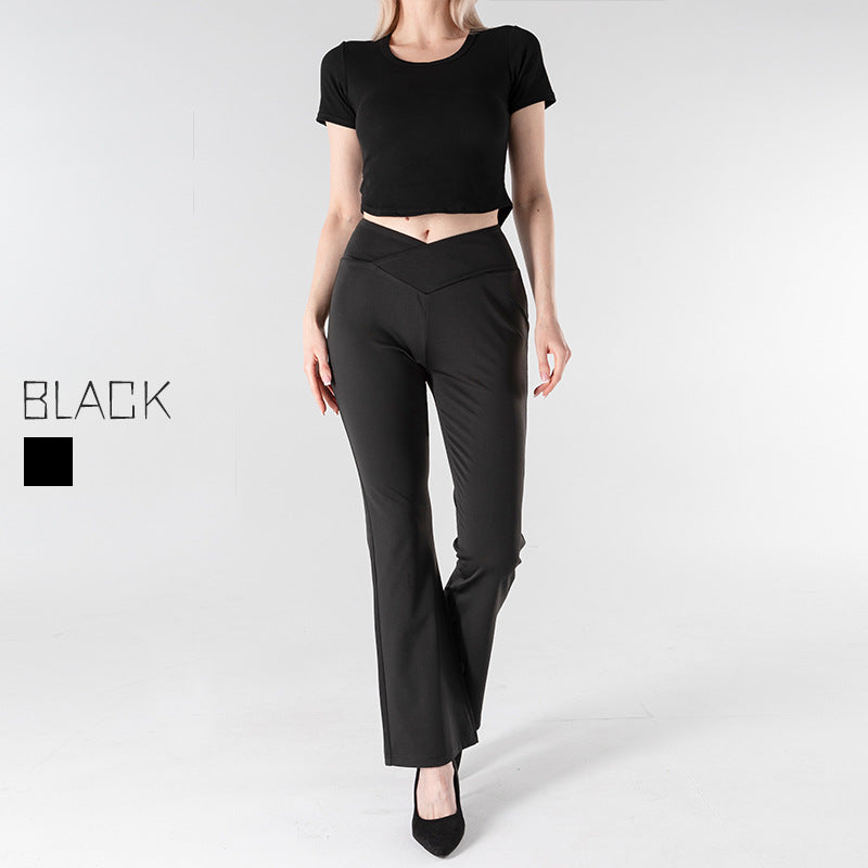 Women's Crossover Flare Pants High Waist Butt Lifting