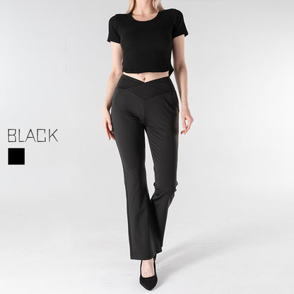 Women's Crossover Flare Pants High Waist Butt Lifting