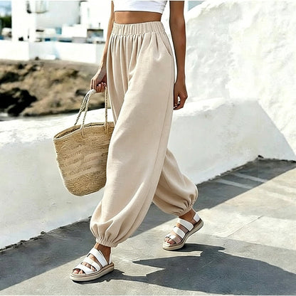 High Waist Balloon Beach Pants with Pockets