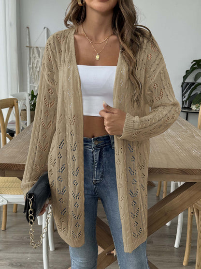 Women's Hollowed-out Woven Sweater Solid Color Cardigan Jacket