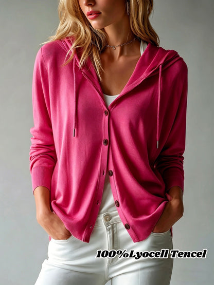 Women's Lightweight Hooded Knit Cardigan Button Front