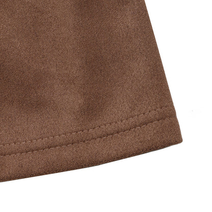 Faux Suede Collared Mini Dress Long Sleeve A-Line