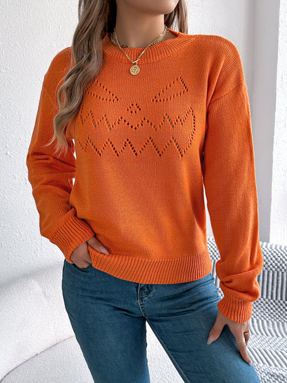Hollowed Lantern Sleeve Pullover Sweater - Halloween Style