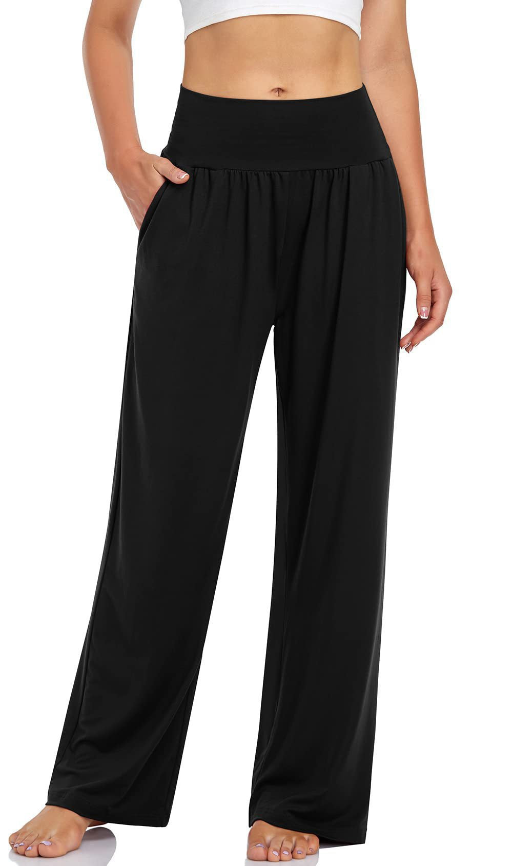 Women's High Waisted Wide Leg Yoga Pants with Pockets