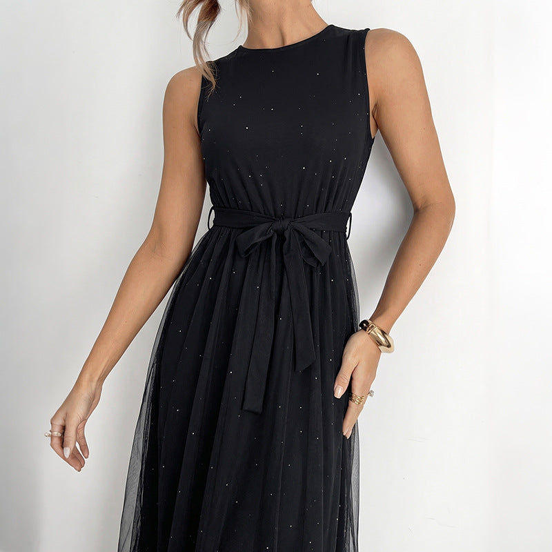 Elegant Black High Waist Maxi Dress for Travel & Party