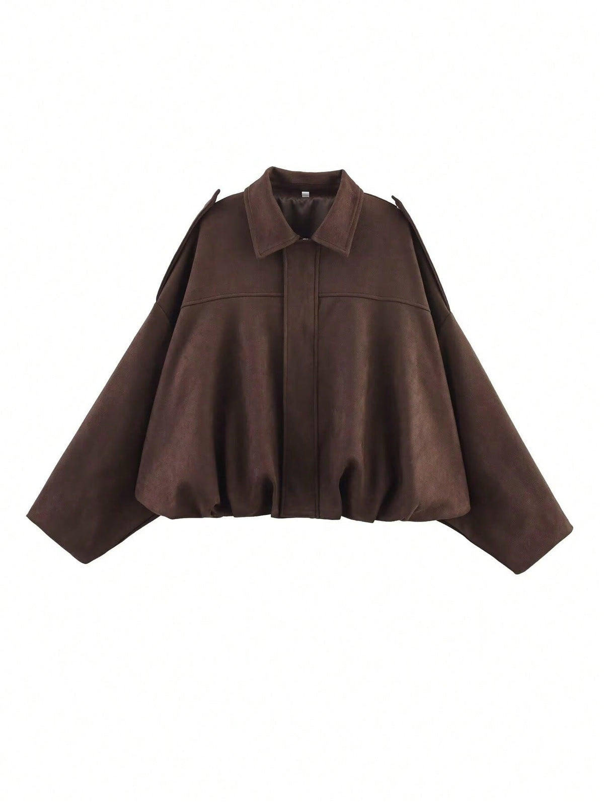 Womens Oversized Faux Suede Collared Zip Jacket