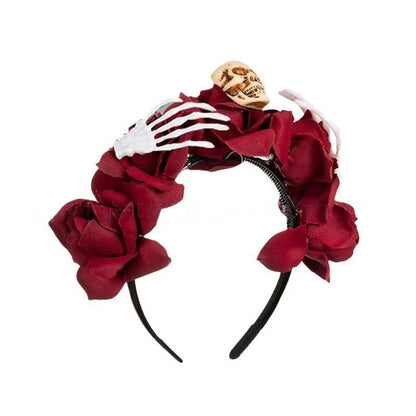Gothic Skull Headband with Skeleton Hands for Halloween
