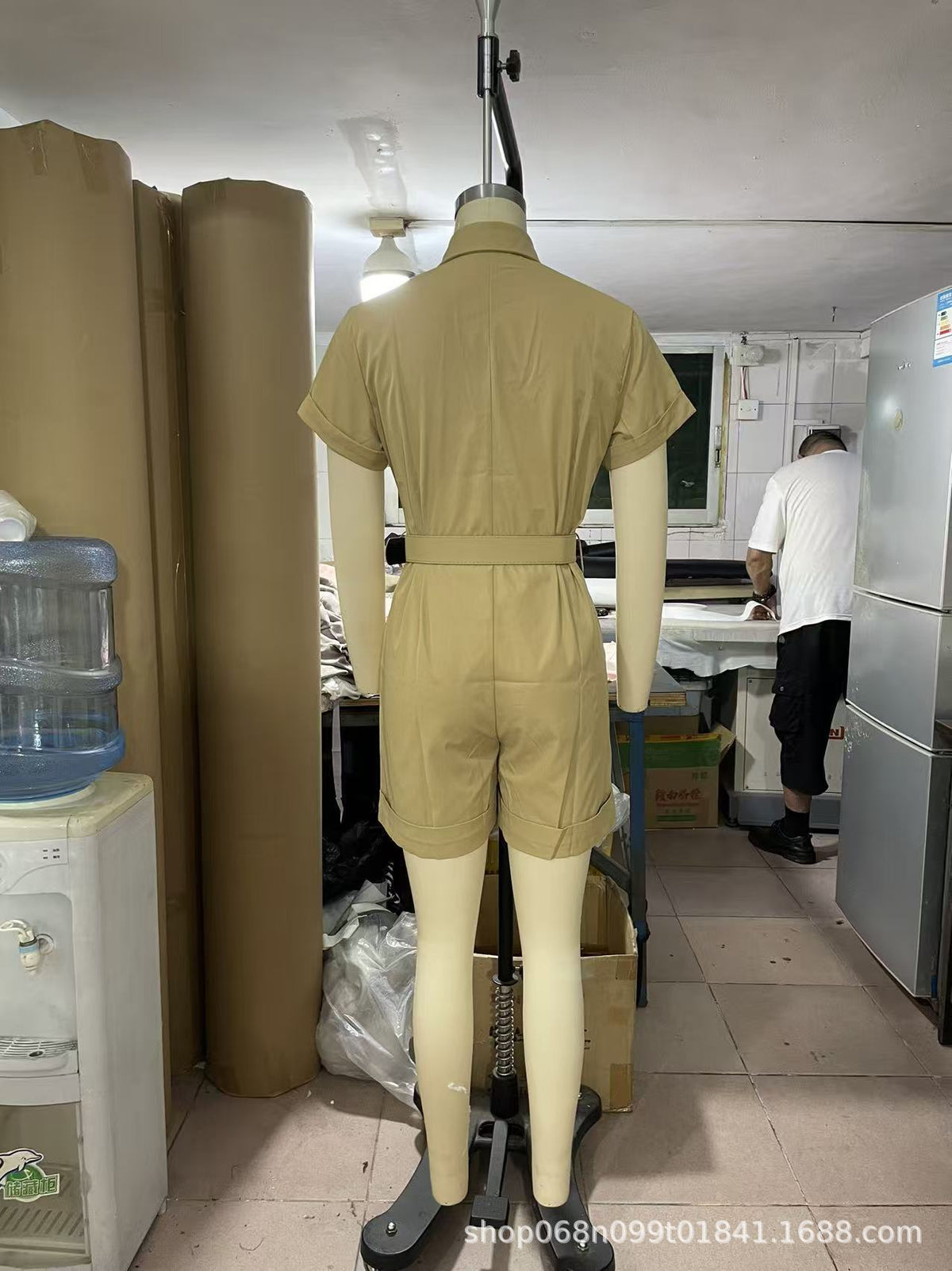 Women's Belted Utility Romper Short Sleeve Cargo Jumpsuit