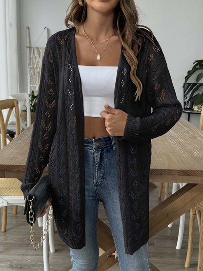 Women's Hollowed-out Woven Sweater Solid Color Cardigan Jacket