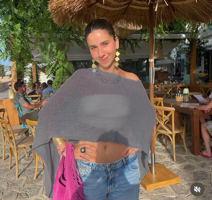 Crochet Beach Cover Up Poncho Lightweight Knit Swim Coverup