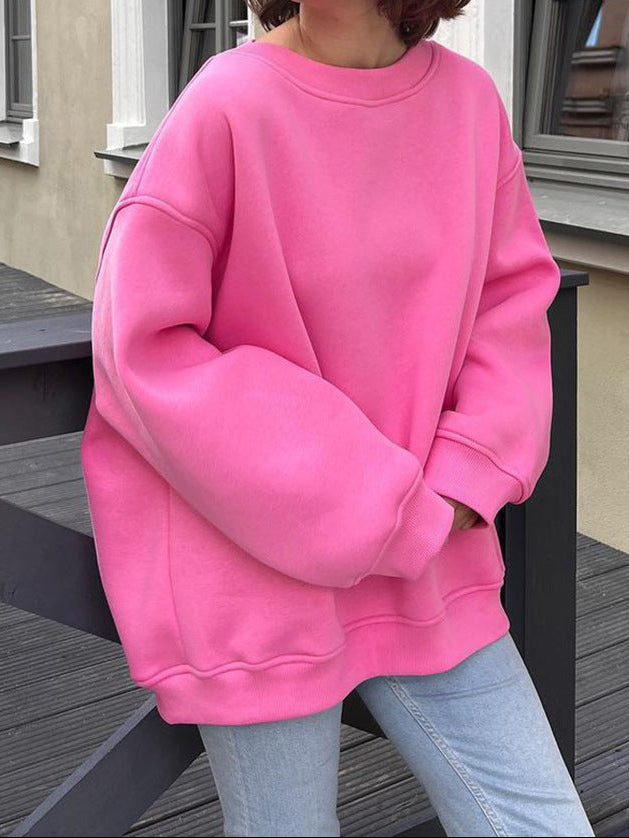 Women's Oversized Fleece Crewneck Sweatshirt Streetwear