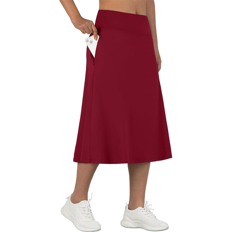 Women's High-Waisted A-Line Skirt with Pockets – Casual Sports Skirt