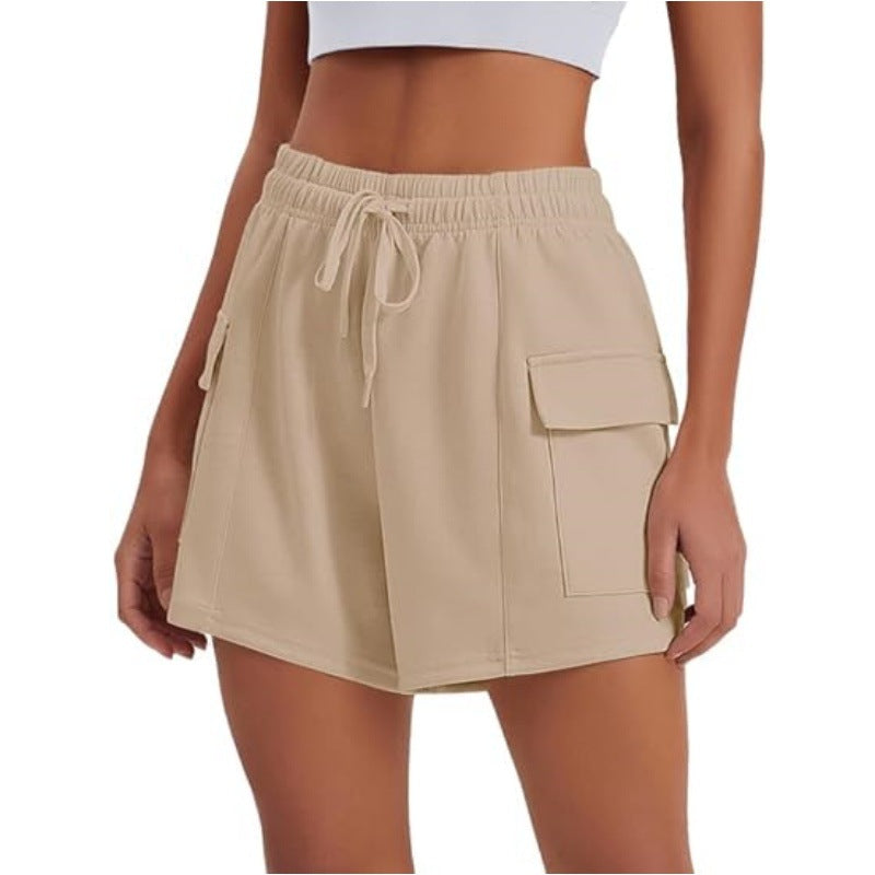 Women's High-Waisted Drawstring Cargo Shorts – Casual Summer Shorts