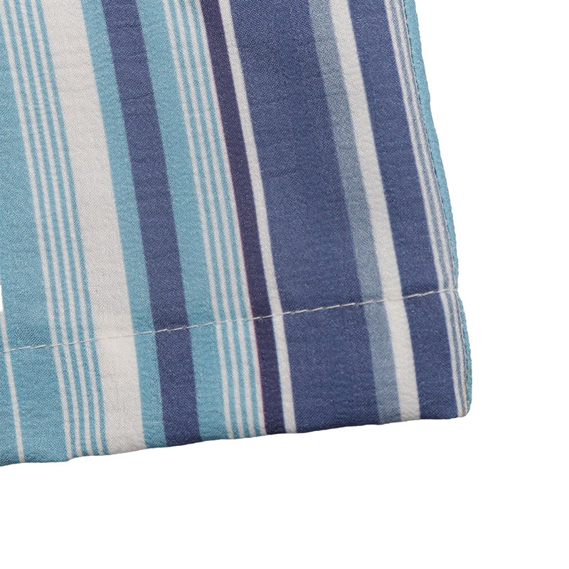 Blue Striped Drawstring Wide Leg Pants Casual Summer Trousers