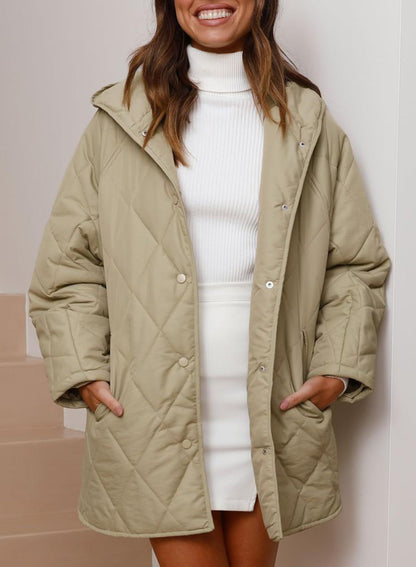 Womens Oversized Hooded Quilted Lightweight Jacket