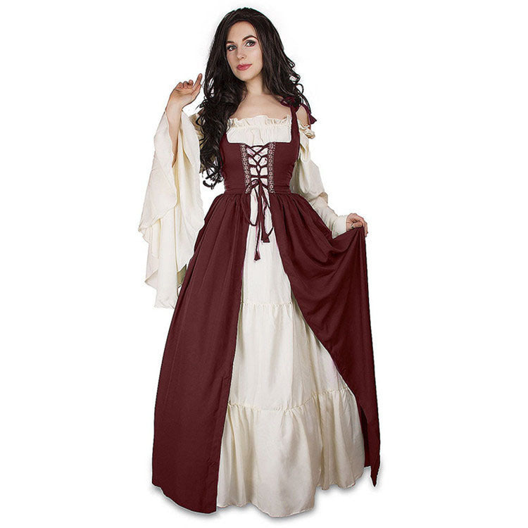 Renaissance Medieval Corset Dress Women Halloween Costume