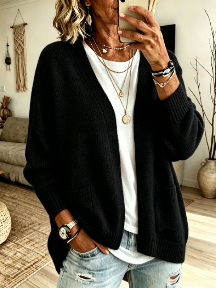 Women's Cozy Oversized Cardigan Open Front with Pockets