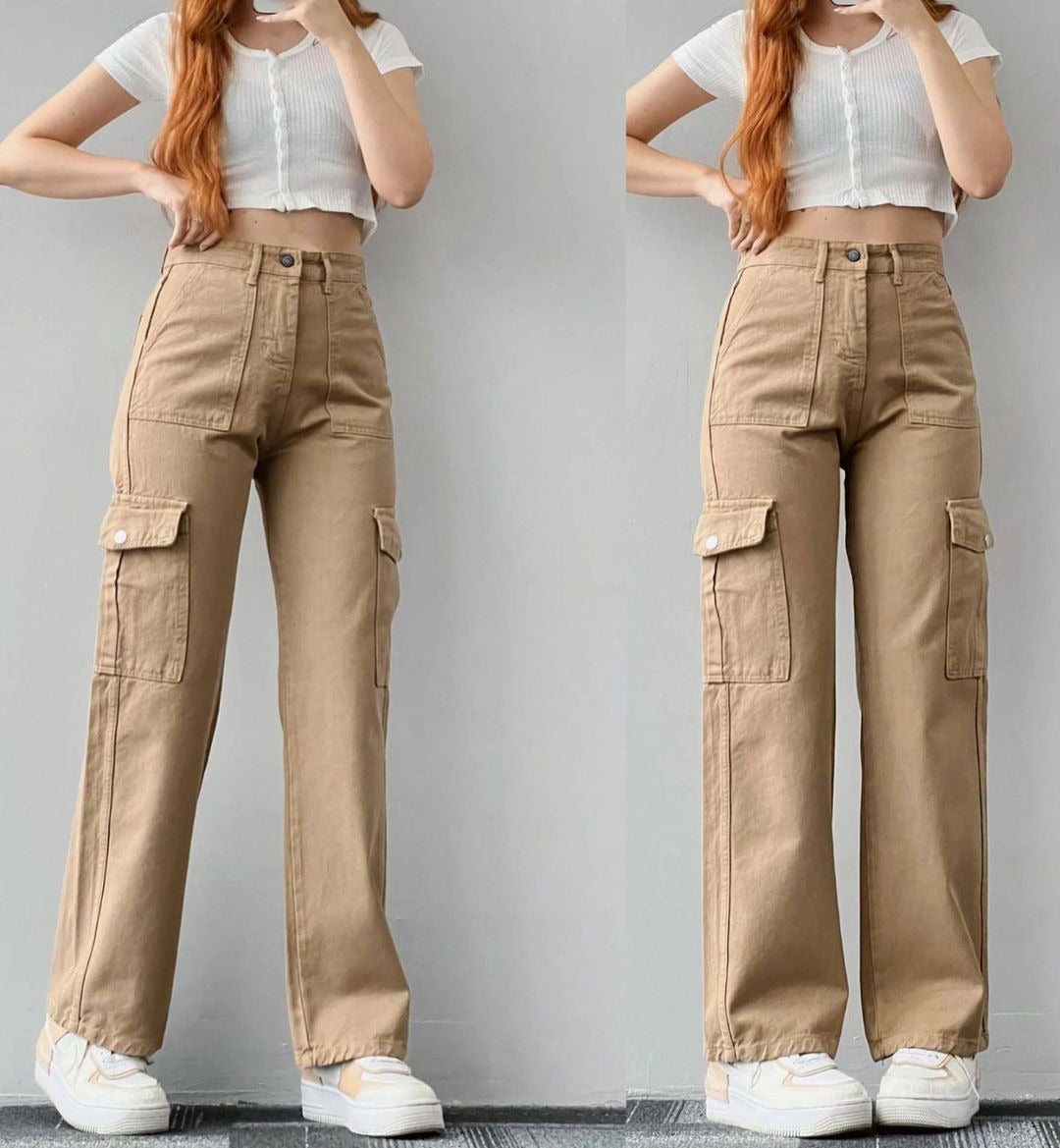 Women's Cotton Straight Leg Cargo Pants Casual