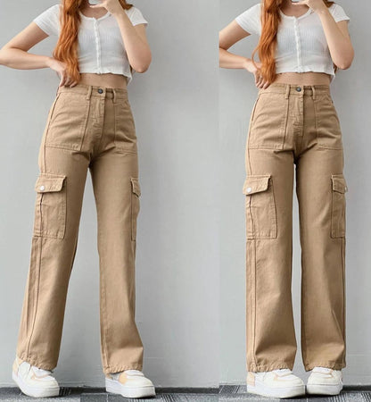 Women's Cotton Straight Leg Cargo Pants Casual