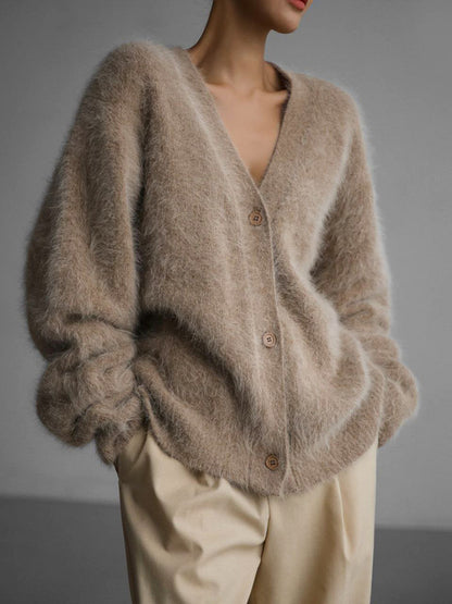 Women’s Faux Fur Cardigan Soft Oversized Knit Sweater