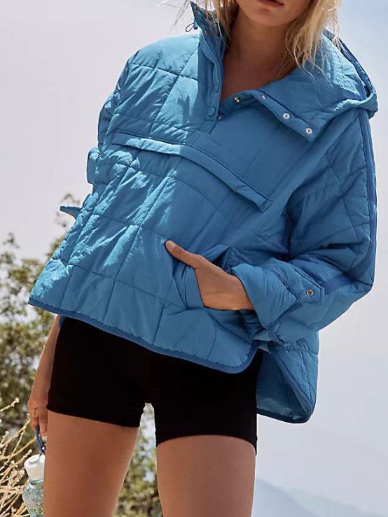 Women Oversized Hooded Quilted Pullover Puffer Jacket