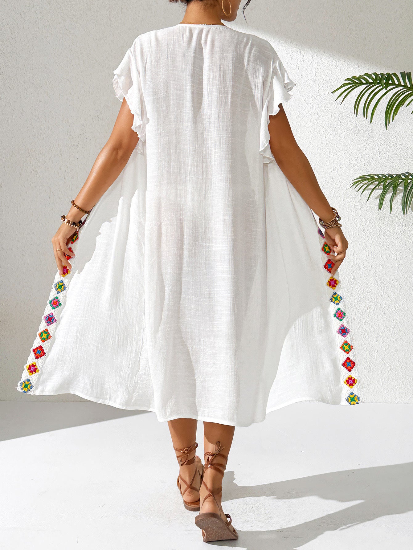 Womens Boho Crochet Beach Cover Up Dress Swimwear