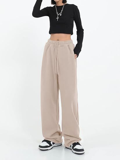 High Waist Drawstring Wide Leg Lounge Pants