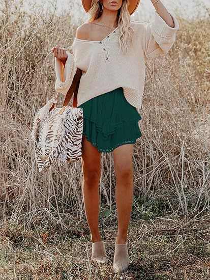Women’s High Waist Tiered Ruffle Mini Skirt