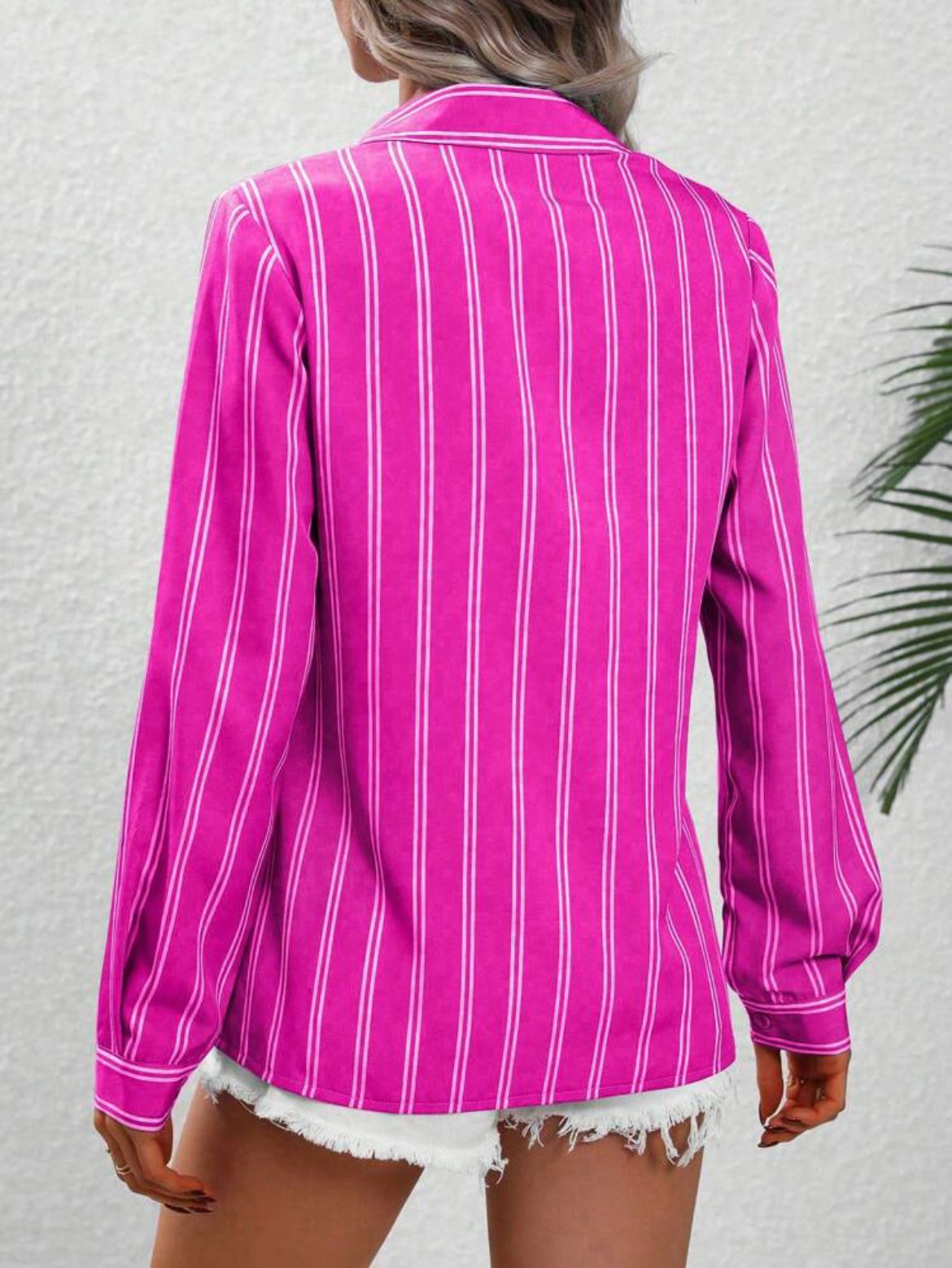 Women's Striped Long Sleeve Business Casual Shirt