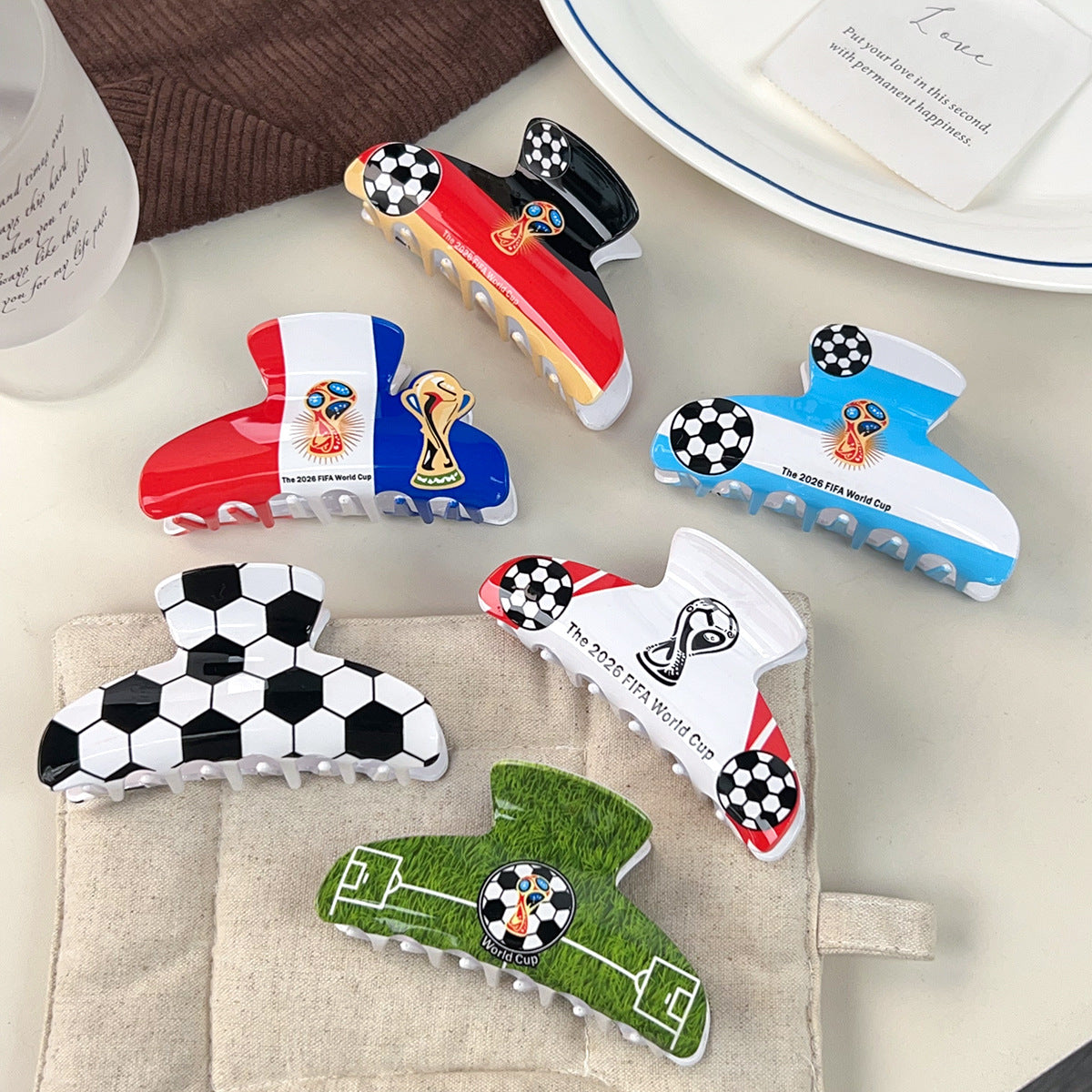 Soccer World Cup Hair Claw Clips Sports Fan Accessories