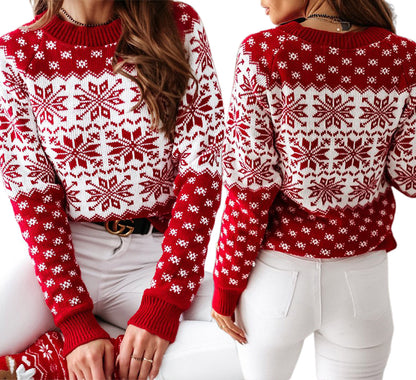 Women Christmas Snowflake Fair Isle Knit Sweater