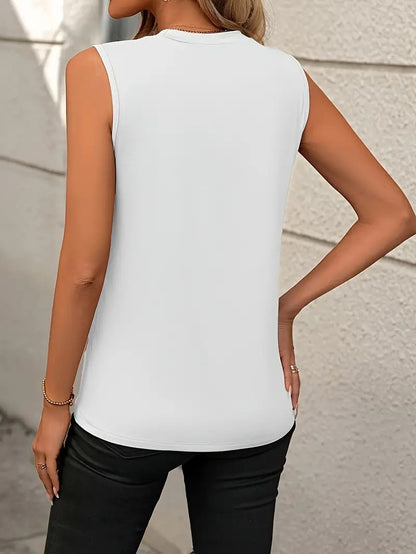 Burgundy Sleeveless Top Crew Neck Minimal Chic Tank