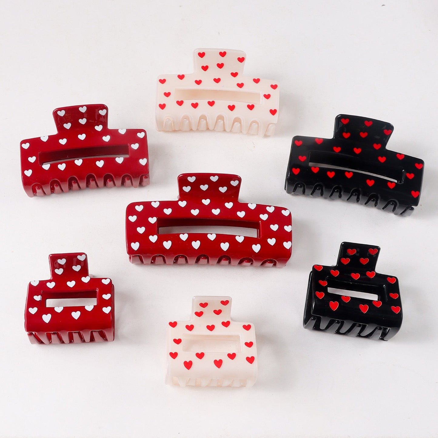 Heart Print Acrylic Hair Claw Clip Large Strong Hold