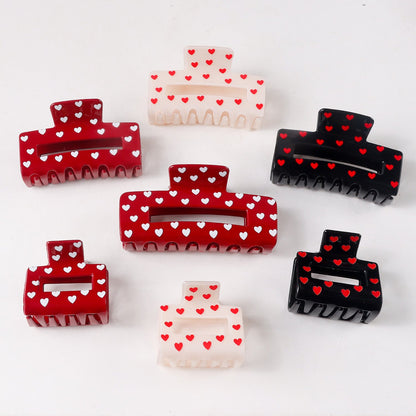 Heart Print Acrylic Hair Claw Clip Large Strong Hold